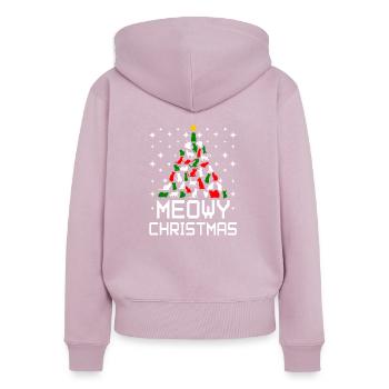 Meowy Christmas Cat Tree Ugly - Women's Premium Organic Zip Hoodie - dusky pink - Back - Julia (174cm)