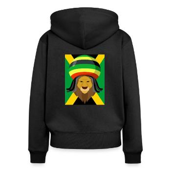 Rasta Lion in Jamaica - Frauen Premium Bio Zip Hoodie - Schwarz - Hinten - Julia (174cm)