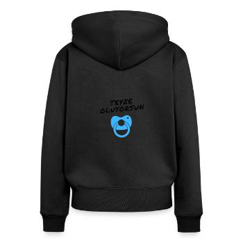 Teyze oluyorsun blau türkisch Du wirst Tante - Frauen Premium Bio Zip Hoodie - Schwarz - Hinten - Julia (174cm)