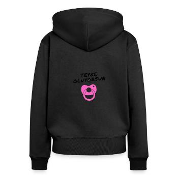 Teyze oluyorsun pink türkisch Du wirst Tante - Frauen Premium Bio Zip Hoodie - Schwarz - Hinten - Julia (174cm)