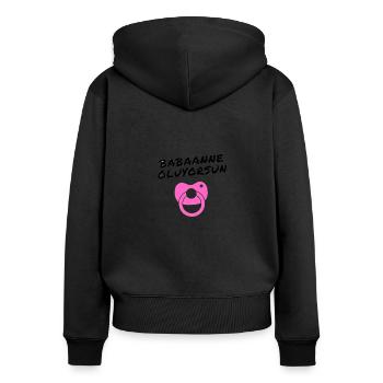 Babaanne oluyorsun pink türkisch Du wirst Oma - Frauen Premium Bio Zip Hoodie - Schwarz - Hinten - Julia (174cm)