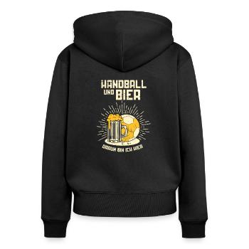 Handball Torwart Handballer Spieler Geschenk - Frauen Premium Bio Zip Hoodie - Schwarz - Hinten - Julia (174cm)