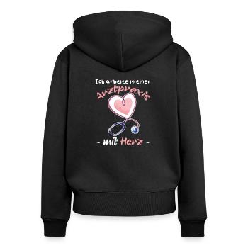 Arzthelferin Krankenpflegerin Pflegefachkraft Herz - Frauen Premium Bio Zip Hoodie - Schwarz - Hinten - Julia (174cm)