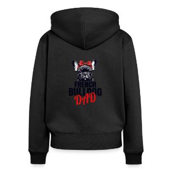 Französische Bulldogge, French Bulldog, Frenchie - Frauen Premium Bio Zip Hoodie - Schwarz - Hinten - Julia (174cm)
