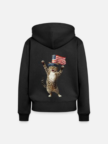 Katze - Frauen Premium Bio Zip Hoodie - Schwarz