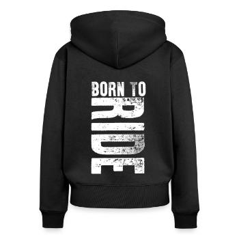 Geboren, Reiten Sportliebhaber Geschenkidee zu reiten - Frauen Premium Bio Zip Hoodie - Schwarz - Hinten - Julia (174cm)