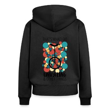 Einrad Einradfahrer Einradfahrerin - Frauen Premium Bio Zip Hoodie - Schwarz - Hinten - Julia (174cm)