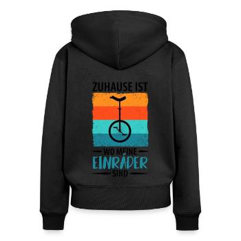 Einrad Einradfahrer Einradfahrerin - Frauen Premium Bio Zip Hoodie - Schwarz - Hinten - Julia (174cm)