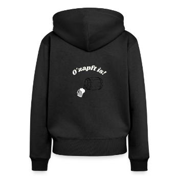 O zapft is - Frauen Premium Bio Zip Hoodie - Schwarz - Hinten - Julia (174cm)