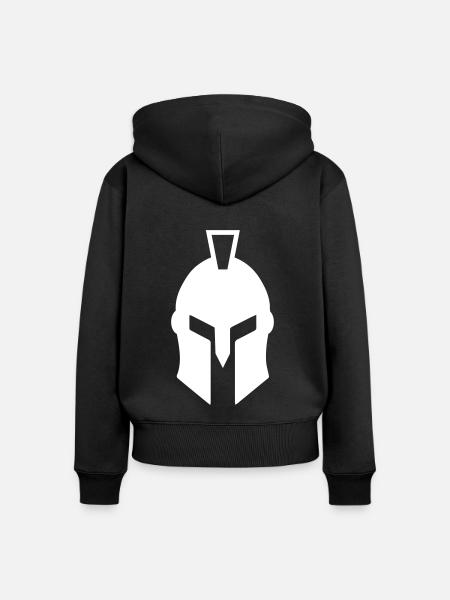 Spartaner Helm - Frauen Premium Bio Zip Hoodie - Schwarz