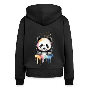 Verspieltes Panda Aquarell - Frauen Premium Bio Zip Hoodie - Schwarz - Hinten - Julia (174cm)
