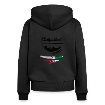 Obstgärtner In Rente Rentner Gärtner Obstbau - Frauen Premium Bio Zip Hoodie - Schwarz - Hinten - Julia (174cm)