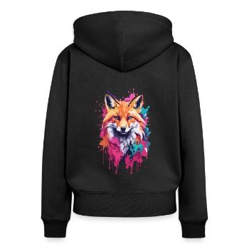 Fox Awesome Dog in Colorful and Cool Design - Women's Premium Organic Zip Hoodie - black - Back - Julia (174cm)