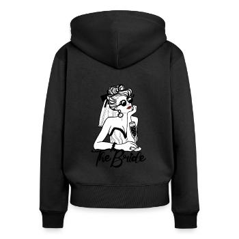 La mariée - Die Braut - Hochzeit - JGA - Sweat à capuche zippé Premium bio Femme - noir - Dos - Julia (174cm)