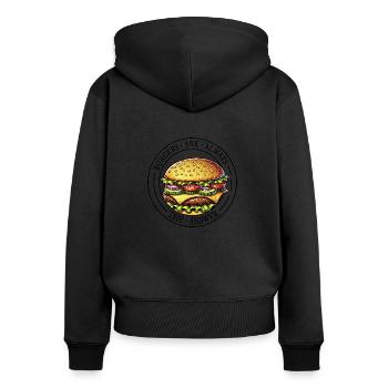 Les hamburgers sont toujours la solution ! Cheeseburger Fun - Sweat à capuche zippé Premium bio Femme - noir - Dos - Julia (174cm)