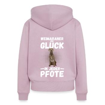 Hund Weimaraner - Frauen Premium Bio Zip Hoodie - Altrosa - Hinten - Julia (174cm)