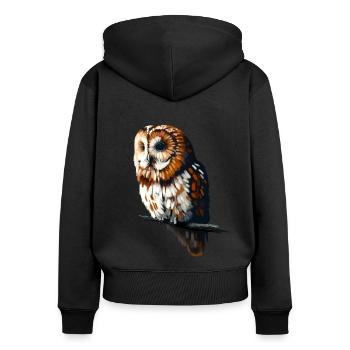 Chouette hulotte - Sweat à capuche zippé Premium bio Femme - noir - Dos - Julia (174cm)