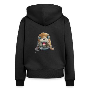 Coastal Deern Cute Seal - Women's Premium Organic Zip Hoodie - black - Back - Julia (174cm)
