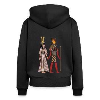 Egypt Pharao - Frauen Premium Bio Zip Hoodie - Schwarz - Hinten - Julia (174cm)