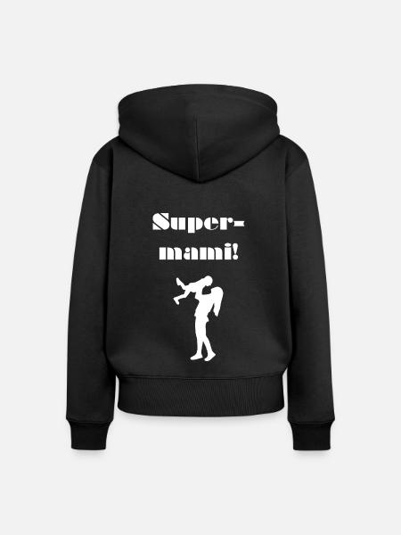 Super-Mami! - Frauen Premium Bio Zip Hoodie - Schwarz