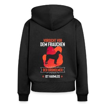Broholmer - Frauen Premium Bio Zip Hoodie - Schwarz - Hinten - Julia (174cm)