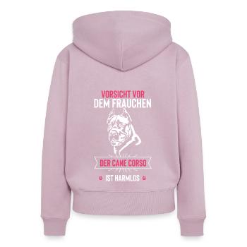 Cane Corso - Frauen Premium Bio Zip Hoodie - Altrosa - Hinten - Julia (174cm)