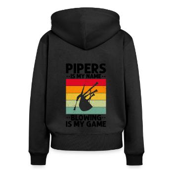 Dudelsack für Dudelsackspieler und Schotten - Frauen Premium Bio Zip Hoodie - Schwarz - Hinten - Julia (174cm)