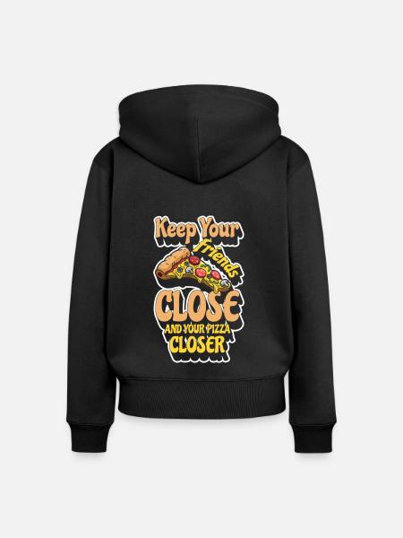 Pizza Soulfood Pizzabäcker Hunger - Frauen Premium Bio Zip Hoodie - Schwarz