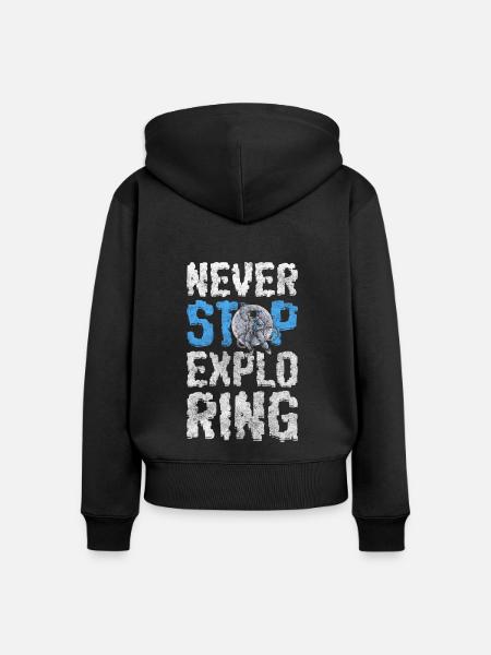 Weltall Sterne Rakete - Frauen Premium Bio Zip Hoodie - Schwarz