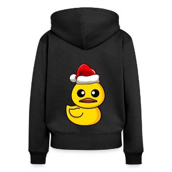 Bande dessinée de canard Noël - Sweat à capuche zippé Premium bio Femme - noir - Dos - Julia (174cm)