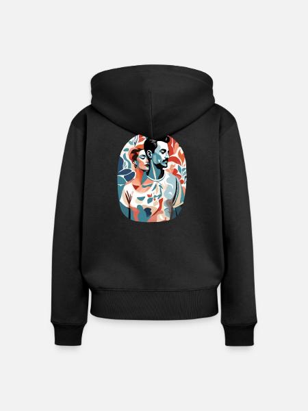 Abstrakte Kunst Mann und Frau - Frauen Premium Bio Zip Hoodie - Schwarz