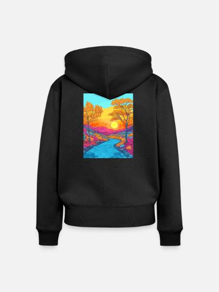 Lebendige Herbstlandschaftsszene - Frauen Premium Bio Zip Hoodie - Schwarz