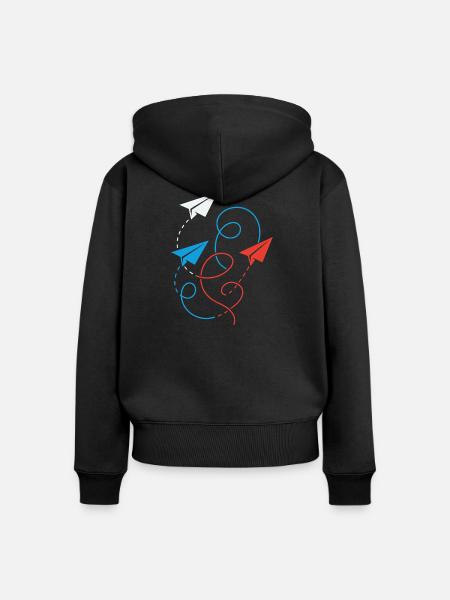 Papierflieger - Frauen Premium Bio Zip Hoodie - Schwarz