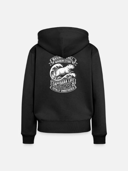 Capybara Life – Maximum Chill - Frauen Premium Bio Zip Hoodie - Schwarz