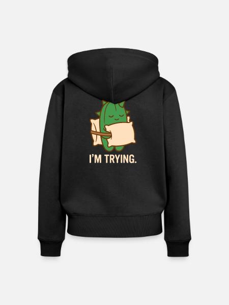 Stachelig, aber bemüht - Frauen Premium Bio Zip Hoodie - Schwarz