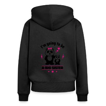 Bald große Schwester,Schwangerschaftsankündigung - Frauen Premium Bio Zip Hoodie - Schwarz - Hinten - Julia (174cm)