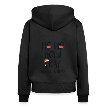 Ho Ho Ho What A Year - Women's Premium Organic Zip Hoodie - black - Back - Julia (174cm)