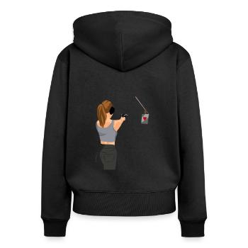 Stand de tir Princess Shooting Club Shooter - Sweat à capuche zippé Premium bio Femme - noir - Dos - Julia (174cm)