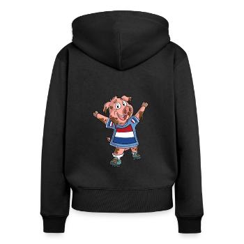 Fan Pig Netherlands - Women's Premium Organic Zip Hoodie - black - Back - Julia (174cm)