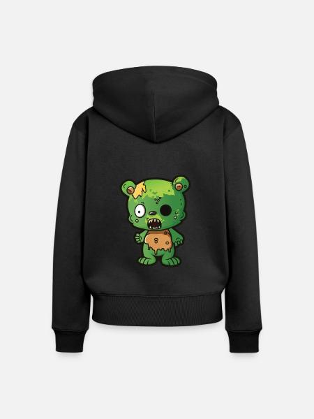 Zombi Bear - Frauen Premium Bio Zip Hoodie - Schwarz