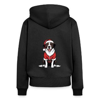 Père Noël chien Père Noël Cadeau chien - Sweat à capuche zippé Premium bio Femme - noir - Dos - Julia (174cm)