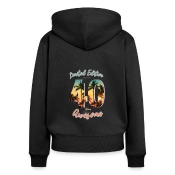Geschenk zum 40 Geburtstag Frauen 1983 Summerbeach - Frauen Premium Bio Zip Hoodie - Schwarz - Hinten - Julia (174cm)