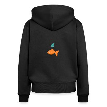 Goldfish with shark fin - Women's Premium Organic Zip Hoodie - black - Back - Julia (174cm)
