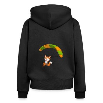 Paraglider Fox / Flying Fox - Women's Premium Organic Zip Hoodie - black - Back - Julia (174cm)