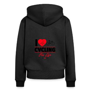 Ich liebe Radfahren fürs Leben - Frauen Premium Bio Zip Hoodie - Schwarz - Hinten - Julia (174cm)