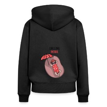 #FancyDesigns #chilling fille enceinte - Sweat à capuche zippé Premium bio Femme - noir - Dos - Julia (174cm)