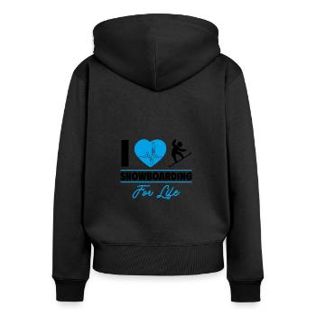 Ich liebe Snowboarden fürs Leben - Frauen Premium Bio Zip Hoodie - Schwarz - Hinten - Julia (174cm)