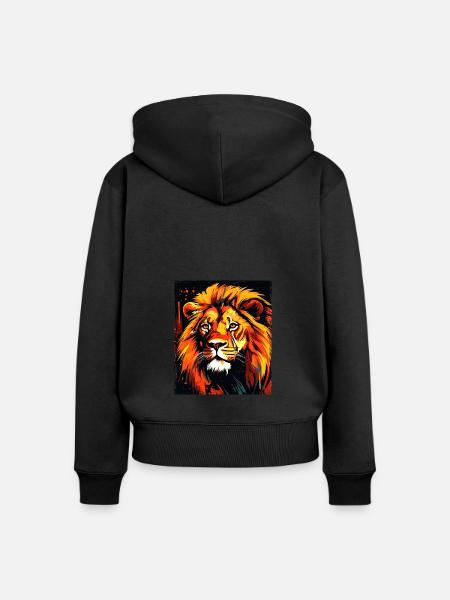 Löwe Porträt - Frauen Premium Bio Zip Hoodie - Schwarz