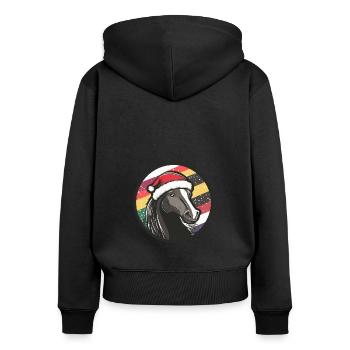 Cheval Noël Noël - Sweat à capuche zippé Premium bio Femme - noir - Dos - Julia (174cm)