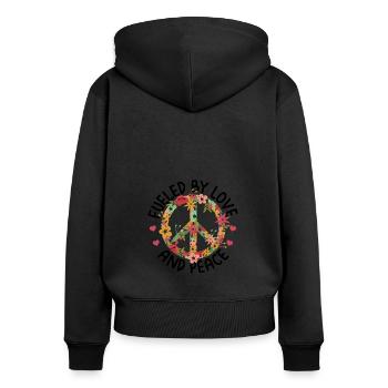 Hippie - Sweat à capuche zippé Premium bio Femme - noir - Dos - Julia (174cm)